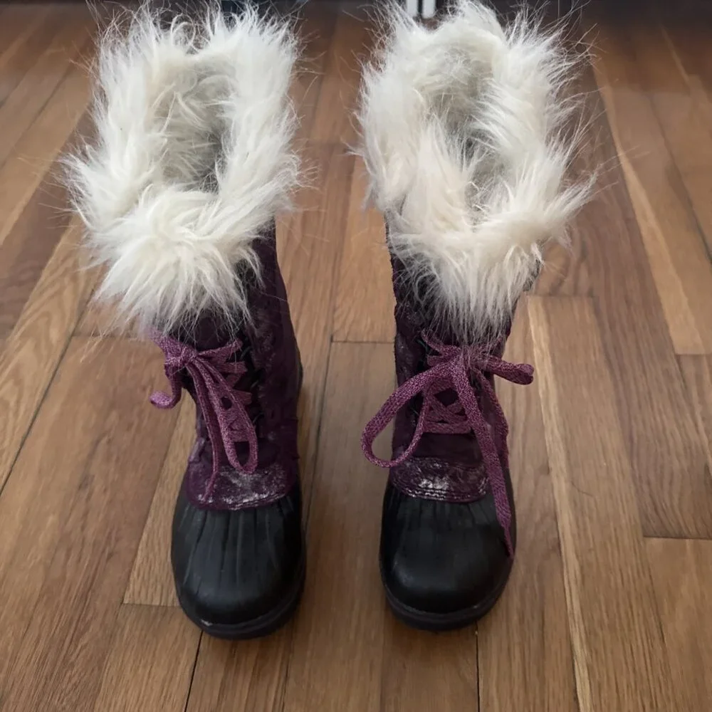 Sorel Tofino Waterproof Winter Boots Big Kids Youth Purple Lace Up Snow Size 3
